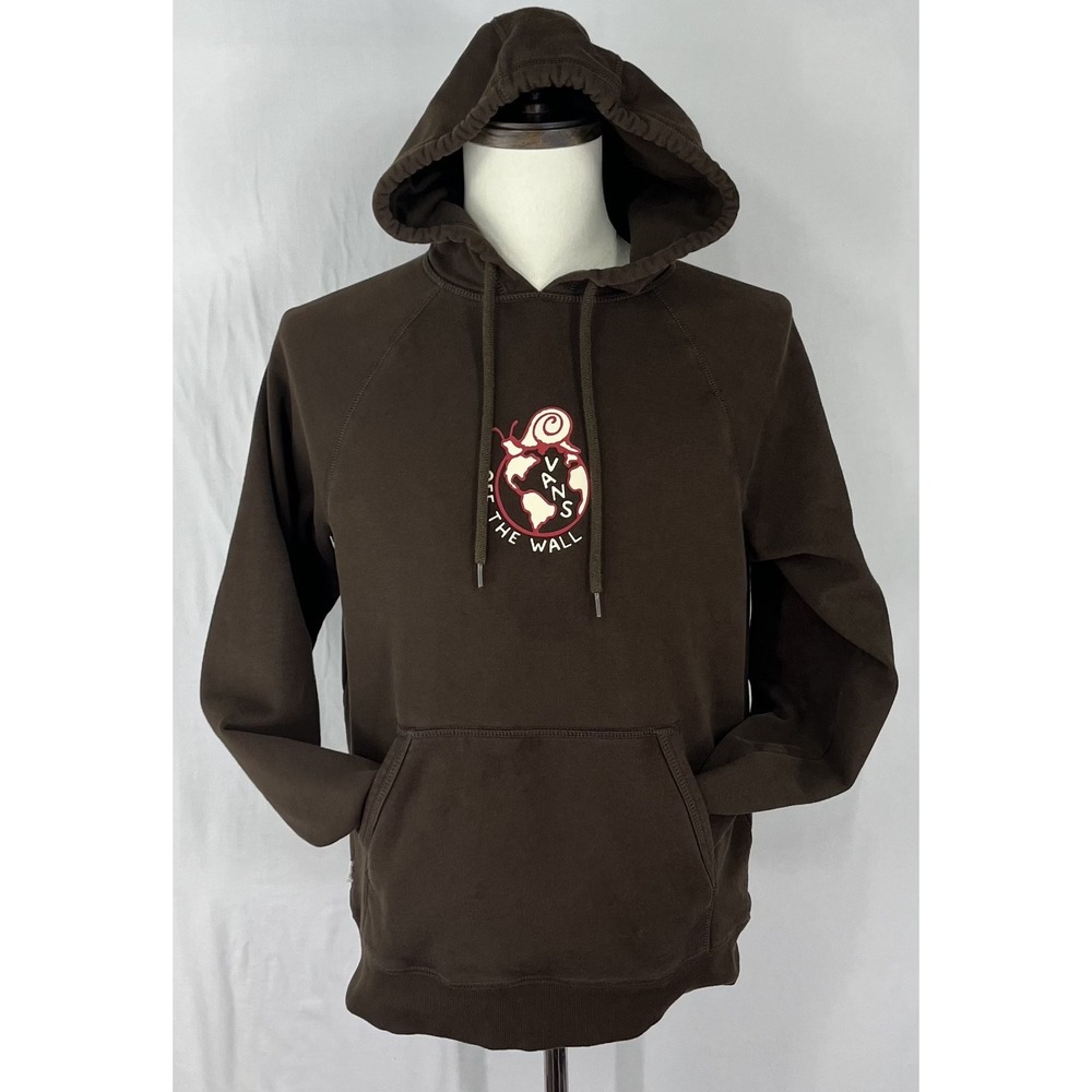 Vans Versa Standard Mens Brown Globe Snail Graphic Hoodie Water Repellent S